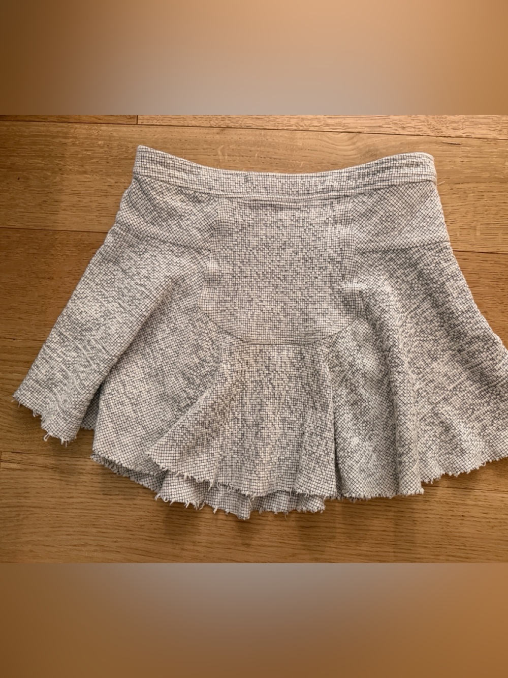 FREE PEOPLE Women's Ivory Black 
Micro Check Side Zip A-Line Mini Skirt Sz 2